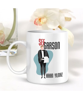 BK Gift Kişiye Özel Mesleki Şef Garson Beyaz Kupa Bardak - 001