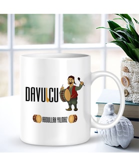 BK Gift Kişiye Özel Mesleki Davulcu Beyaz Kupa Bardak - 001