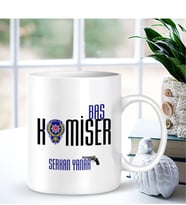 BK Gift Kişiye Özel Mesleki Başkomiser Beyaz Kupa Bardak - 001