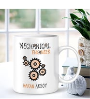 BK Gift Kişiye Özel Mesleki Makina Mühendisi Beyaz Kupa Bardak - 001