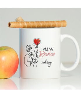BK Gift Kişiye Özel Mesleki Doktor Beyaz Kupa Bardak - 001