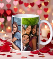 BK Gift Kişiye Özel 3 Fotoğraflı Beyaz Kupa Bardak, Sevgiliye Hediye, Arkadaşa Hediye