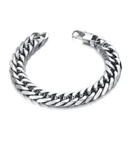 Chavin 8 mm. 20 cm. Gri Çelik Erkek Bileklik dg35