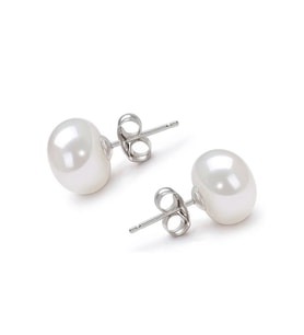 Chavin 7-8 mm. Gerçek inci Gümüş Küpe dg90-7