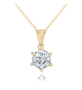 Chavin 2 Carat Swarovski 14 Ayar Altın Bayan Tek Taş Kolye dh09sr