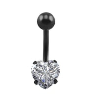 Chavin Beyaz Kalp Taşlı Siyah Çelik Göbek Piercing dp47