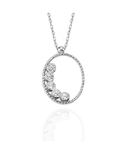 Gümüş Taşlı Oval Kolye VK1065