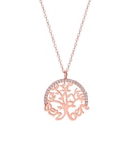 Rose Zirkon Taşlı Tasarım  Sen Ben Yazılı Kolye Ps0656