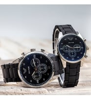 Siyah Silikon Kordonlu Silver Spor Çelik Kasa Sevgili Saatleri ST-303411