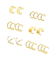 Chavin Gold ip Çelik 6 Takım Kıstırma Bayan Küpe eb66sr