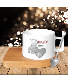 BK Gift Kişiye Özel Mesleki Hemşire Ahşap Altlıklı Seramik Fincan - 4
