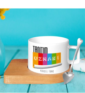 BK Gift Kişiye Özel Mesleki Tanıtım Uzmanı Ahşap Altlıklı Seramik Fincan