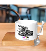 BK Gift Kişiye Özel Mesleki Matbaacı Ahşap Altlıklı Seramik Fincan