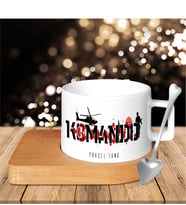 BK Gift Kişiye Özel Mesleki Komando Ahşap Altlıklı Seramik Fincan
