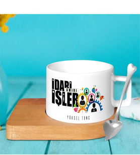 BK Gift Kişiye Özel Mesleki İdari İşler Amiri Ahşap Altlıklı Seramik Fincan