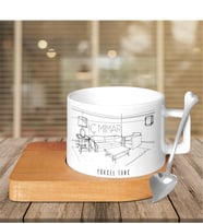 BK Gift Kişiye Özel Mesleki İç Mimar Ahşap Altlıklı Seramik Fincan - 5