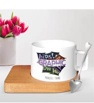 BK Gift Kişiye Özel Mesleki Grafik Tasarımcı Ahşap Altlıklı Seramik Fincan - 5