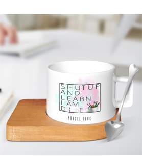BK Gift Kişiye Özel Mesleki Grafik Tasarımcı Ahşap Altlıklı Seramik Fincan - 3