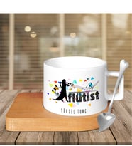 BK Gift Kişiye Özel Mesleki Flütist Ahşap Altlıklı Seramik Fincan - 4