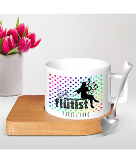 BK Gift Kişiye Özel Mesleki Flütist Ahşap Altlıklı Seramik Fincan - 2