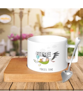 BK Gift Kişiye Özel Mesleki Ebe Ahşap Altlıklı Seramik Fincan - 2