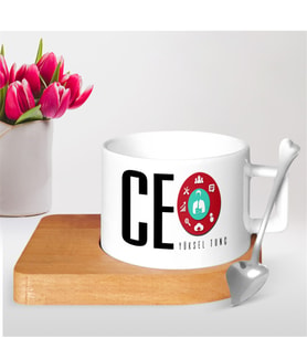 BK Gift Kişiye Özel Mesleki Ceo Ahşap Altlıklı Seramik Fincan - 2
