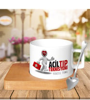 BK Gift Kişiye Özel Mesleki Acil Tıp Teknisyeni Ahşap Altlıklı Seramik Fincan - 1