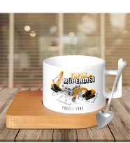 BK Gift Kişiye Özel Mesleki Yapım Mühendisi Ahşap Altlıklı Seramik Fincan - 1