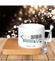 BK Gift Kişiye Özel Mesleki Üretim Sistemleri Mühendisi Ahşap Altlıklı Seramik Fincan