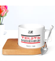 BK Gift Kişiye Özel Mesleki Tekstil Mühendisi Ahşap Altlıklı Seramik Fincan - 4