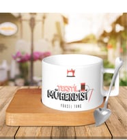 BK Gift Kişiye Özel Mesleki Tekstil Mühendisi Ahşap Altlıklı Seramik Fincan - 2