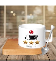 BK Gift Kişiye Özel Mesleki Yüzbaşı Ahşap Altlıklı Seramik Fincan