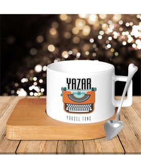 BK Gift Kişiye Özel Mesleki Yazar Ahşap Altlıklı Seramik Fincan - 2