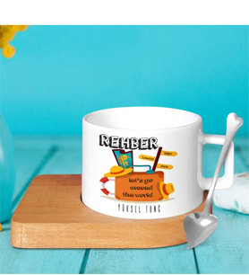 BK Gift Kişiye Özel Mesleki Rehber Ahşap Altlıklı Seramik Fincan