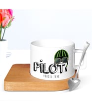 BK Gift Kişiye Özel Mesleki Pilot Ahşap Altlıklı Seramik Fincan
