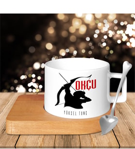 BK Gift Kişiye Özel Mesleki Okçu Ahşap Altlıklı Seramik Fincan