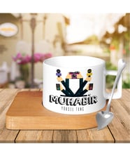 BK Gift Kişiye Özel Mesleki Muhabir Ahşap Altlıklı Seramik Fincan