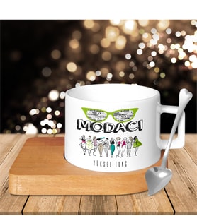 BK Gift Kişiye Özel Mesleki Modacı Ahşap Altlıklı Seramik Fincan - 1