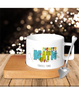 BK Gift Kişiye Özel Mesleki Matematik Mühendisi Ahşap Altlıklı Seramik Fincan - 2