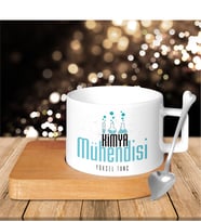 BK Gift Kişiye Özel Mesleki Kimya Mühendisi Ahşap Altlıklı Seramik Fincan - 1