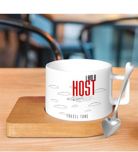 BK Gift Kişiye Özel Mesleki Host Ahşap Altlıklı Seramik Fincan