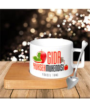 BK Gift Kişiye Özel Mesleki Gıda Yüksek Mühendisi Ahşap Altlıklı Seramik Fincan