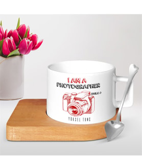 BK Gift Kişiye Özel Mesleki Profesyonel Fotoğrafçı Ahşap Altlıklı Seramik Fincan - 2