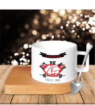 BK Gift Kişiye Özel Mesleki Fitness Antrenörü Ahşap Altlıklı Seramik Fincan - 3
