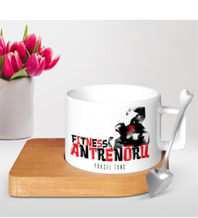 BK Gift Kişiye Özel Mesleki Fitness Antrenörü Ahşap Altlıklı Seramik Fincan - 2