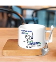 BK Gift Kişiye Özel Mesleki Doktor Ahşap Altlıklı Seramik Fincan - 3