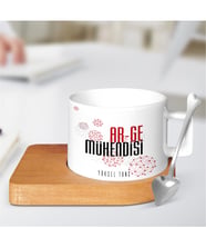 BK Gift Kişiye Özel Mesleki Ar-ge Mühendisi Ahşap Altlıklı Seramik Fincan - 1