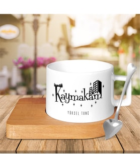 BK Gift Kişiye Özel Mesleki Kaymakam Ahşap Altlıklı Seramik Fincan - 2