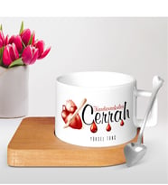 BK Gift Kişiye Özel Mesleki Kardiovaskuler Cerrah Ahşap Altlıklı Seramik Fincan - 2