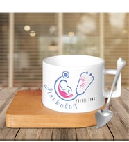 BK Gift Kişiye Özel Mesleki Jinekolog Ahşap Altlıklı Seramik Fincan - 2